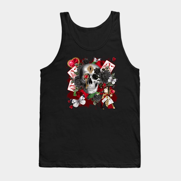 GOTHIC VINTAGE QUEEN OF HEARTS SKULL, OFF WITH THEIR HEAD Tank Top by FlutteringWings 